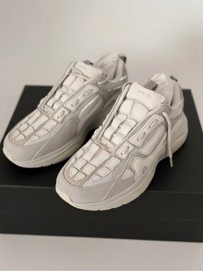 AMIRI Bone Runner White Grey Sneakers Men Size 10 New With Replacement Amiri Box